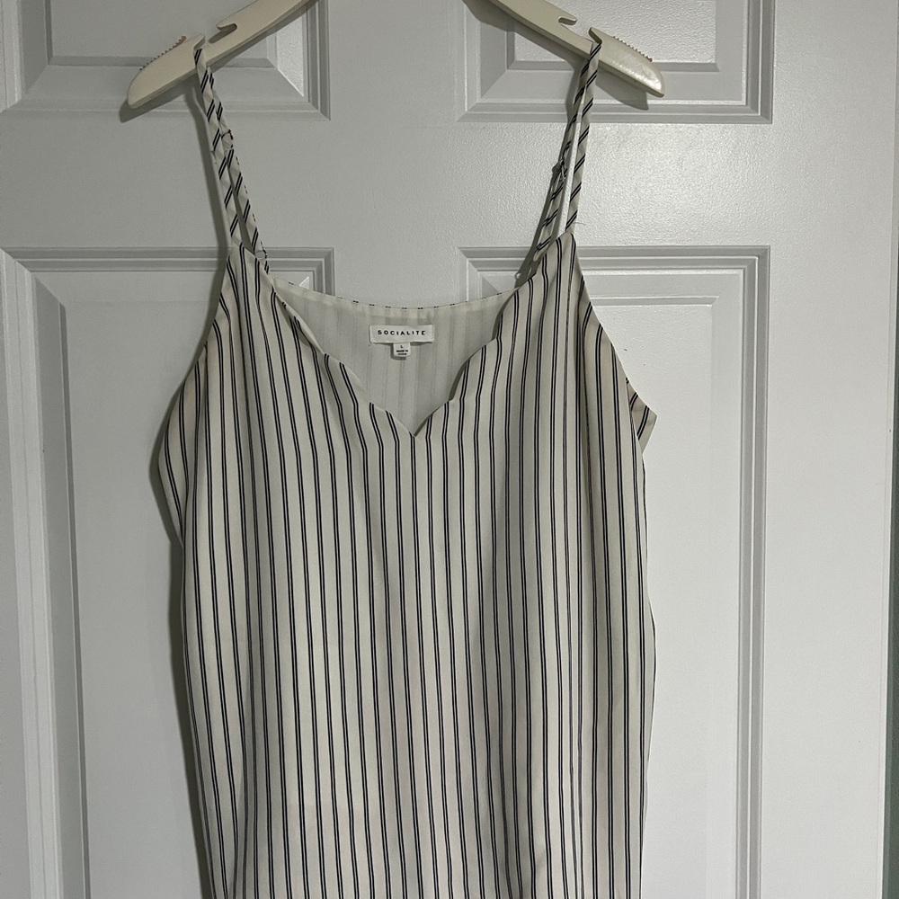 Socialite Black and White Striped Camisole